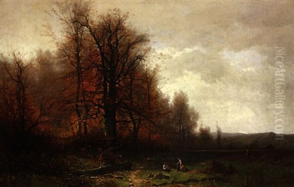 Landschaft Mit Figurenstaffage Oil Painting by Gustave Eugene Castan