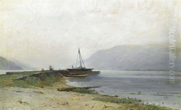 Bord De Lac Oil Painting by Gustave Eugene Castan