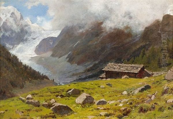 Sommerliche Alp Im Arollatal Oil Painting by Gustave Eugene Castan