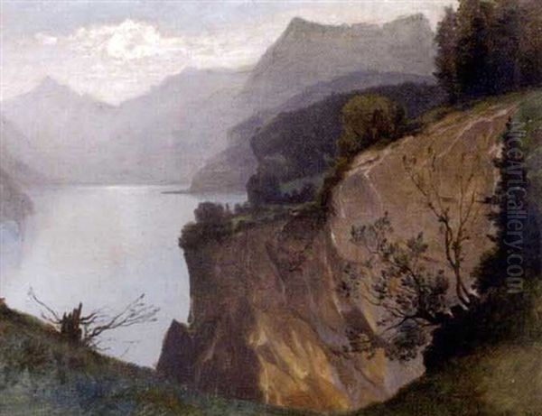 Lac Des Quatre-cantons Oil Painting by Gustave Eugene Castan