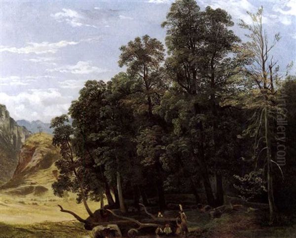 Landschaftsstudie Oil Painting by Gustave Eugene Castan