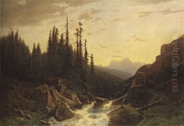 Gadmertal Mit Huhnerstock Oil Painting by Gustave Eugene Castan