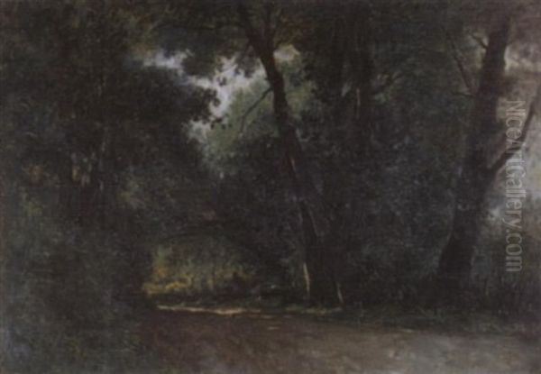 Strasse Im Wald Oil Painting by Gustave Eugene Castan