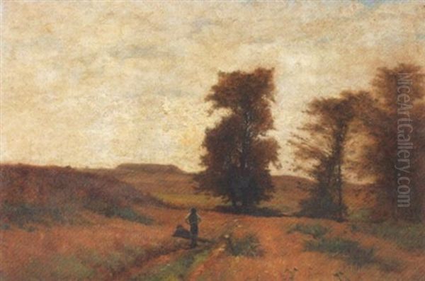 Feldlandschaft Mit Zwei Kindern Oil Painting by Gustave Eugene Castan