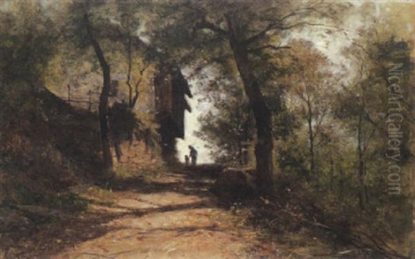 Waldweg Oil Painting by Gustave Eugene Castan