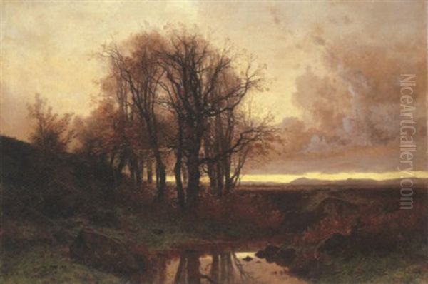 Flusslandschaft Im Herbst Oil Painting by Gustave Eugene Castan