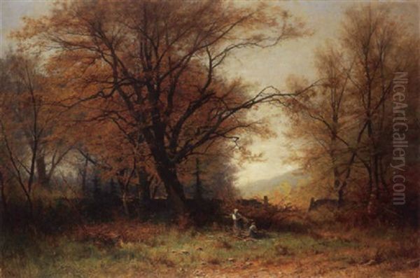 Herbstliche Landschaft Oil Painting by Gustave Eugene Castan