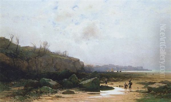 Pecheurs A Douarnenez Oil Painting by Gustave Eugene Castan