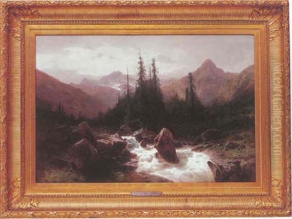 Torrent Dans Les Alpes Oil Painting by Gustave Eugene Castan