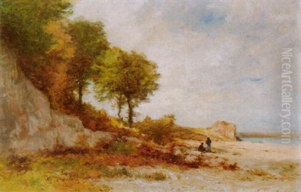 St. Aubin Am Neuenburgersee Oil Painting by Gustave Eugene Castan