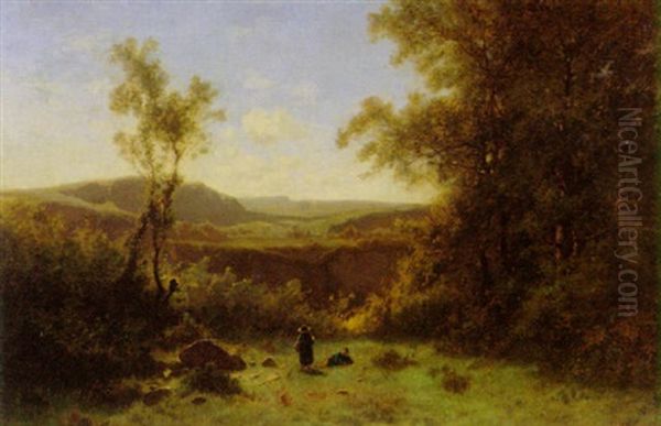 Landschaft Beim Saleve Oil Painting by Gustave Eugene Castan