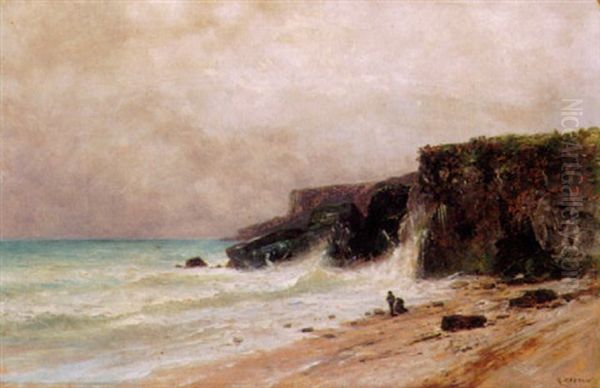 A Villers Sur Mer (calvados) Oil Painting by Gustave Eugene Castan