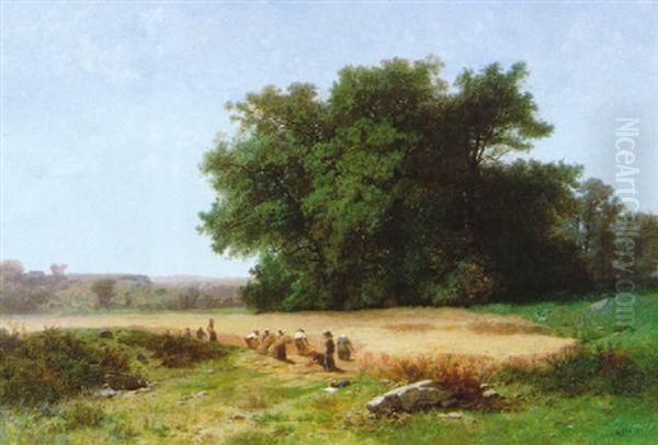 Die Kornernte Oil Painting by Gustave Eugene Castan