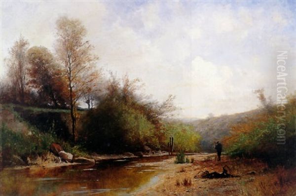 Les Bords De L'allondon Oil Painting by Gustave Eugene Castan