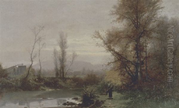 Les Bords De L'aire Oil Painting by Gustave Eugene Castan