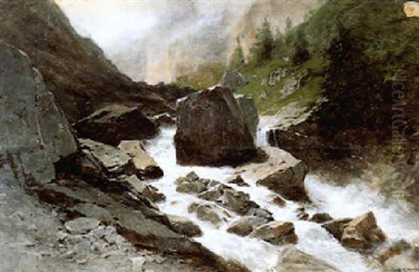 Bergbach Oil Painting by Gustave Eugene Castan