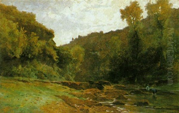 Flusslandschaft Oil Painting by Gustave Eugene Castan