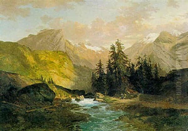 Hochgebirgslandschaft Oil Painting by Gustave Eugene Castan