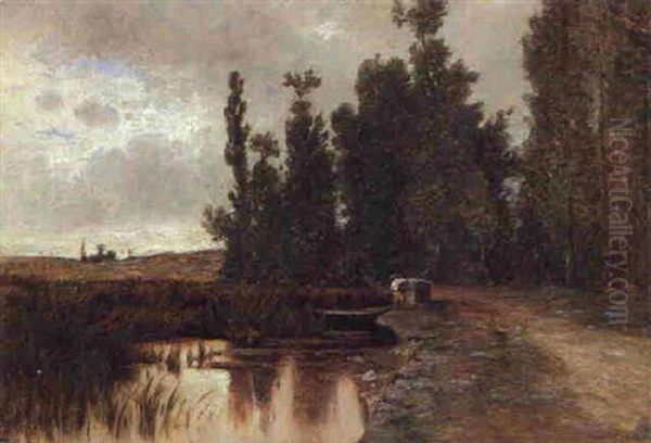 Uferlandschaft Oil Painting by Gustave Eugene Castan