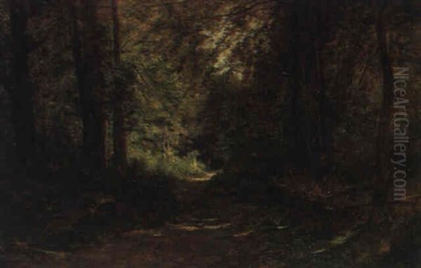 Holzarbeiter Im Wald Oil Painting by Gustave Eugene Castan