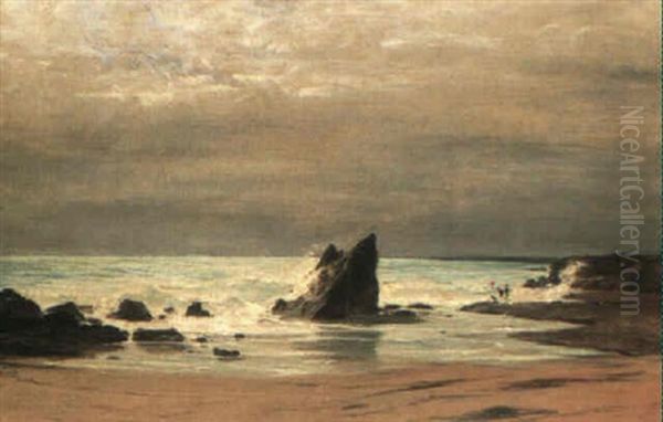 Bord De L'ocean- Pres De Pont-aven (finistere) Oil Painting by Gustave Eugene Castan