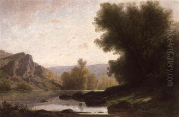 Flusslandschaft Oil Painting by Gustave Eugene Castan