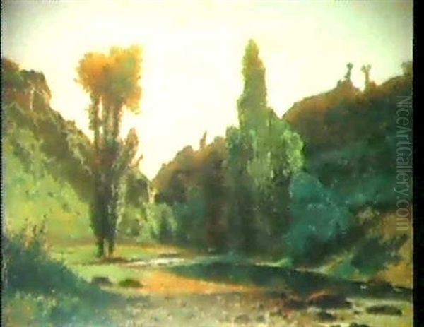 Sommerliche Flusslandschaft Oil Painting by Gustave Eugene Castan