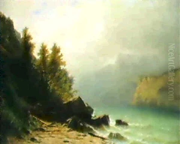 Am Vierwaldstattersee, Sicht Gegen Rutli Oil Painting by Gustave Eugene Castan