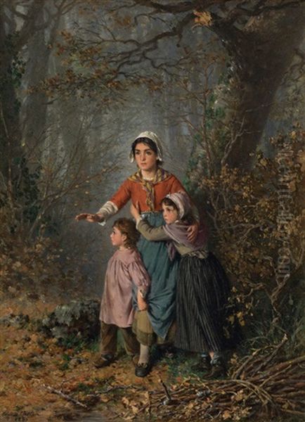 Children Gathering Firewood by Pierre Jean Edmond Castan