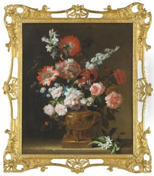 Flowers In An Urn Oil Painting by Pieter Casteels III