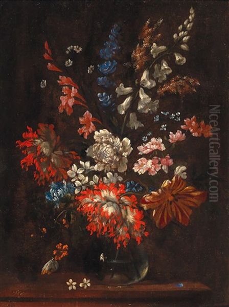 A Still Life Of Flowers In A Glass Vase Oil Painting by Pieter Casteels III