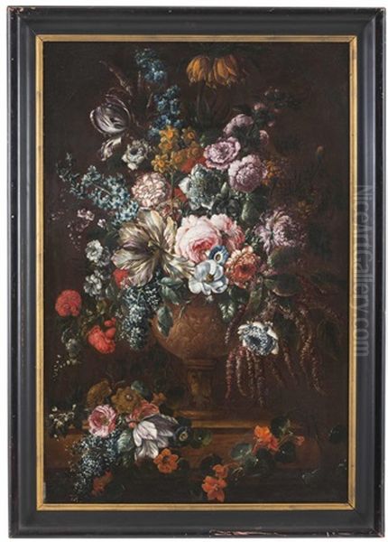 Blumenstillleben In Skulptierter Steinvase Oil Painting by Pieter Casteels III