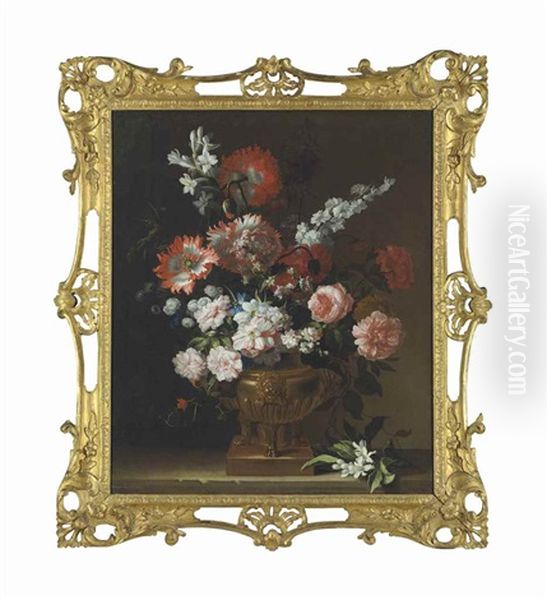 Flowers In An Urn Oil Painting by Pieter Casteels III