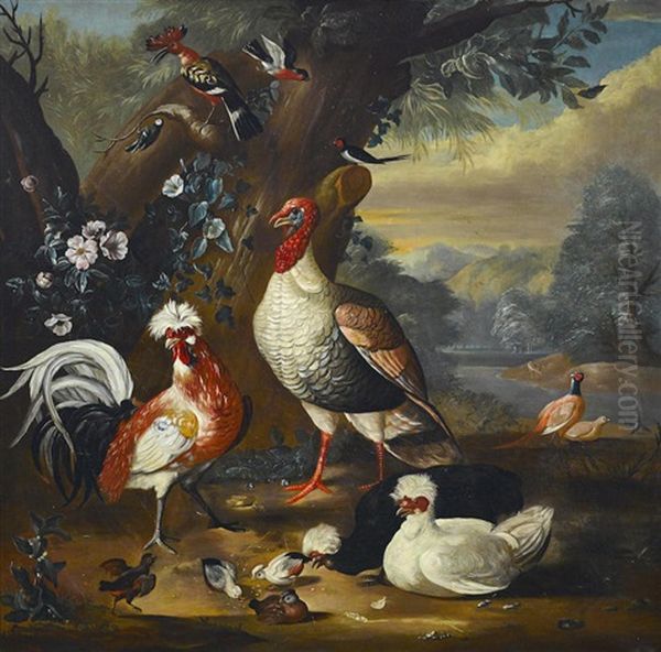 Fowl In A Landscape Oil Painting by Pieter Casteels III