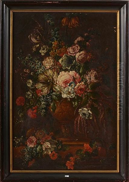 Vase De Fleurs Sur Un Entablement Oil Painting by Pieter Casteels III