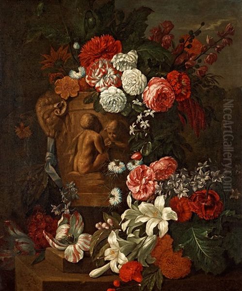 Still Life With Flowers Oil Painting by Pieter Casteels III