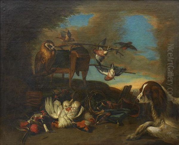 Jaktstilleben Med Faglar Och Hund Oil Painting by Pieter Casteels III