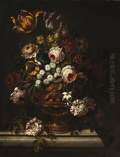 Vase De Fleurs Oil Painting by Pieter Casteels III