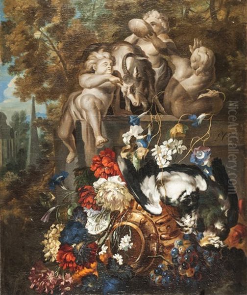 Natura Morta Con Fiori E Uccelli Oil Painting by Pieter Casteels III