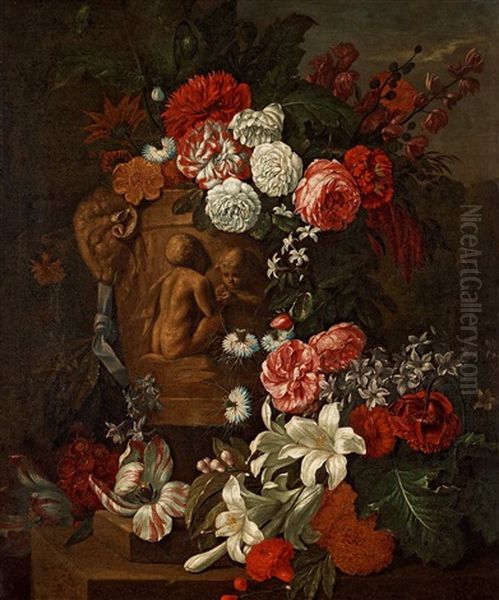 Blomsterstilleben I Urna Oil Painting by Pieter Casteels III