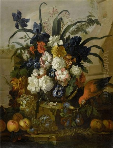 Blumenstilleben Mit Papagei Oil Painting by Pieter Casteels III