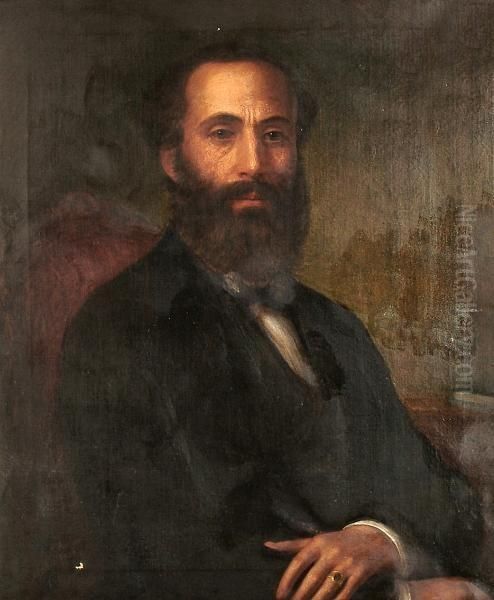 Portrait Of A Gentleman, Half Length, Seated In A Chair. Oil Painting by Bernardo Amiconi