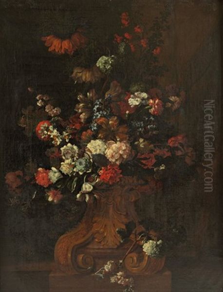 Bouquet De Fleurs Dans Un Vase De Bronze Oil Painting by Pieter Casteels III