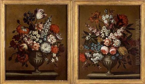 Bouquet De Fleurs (pair) Oil Painting by Pieter Casteels III