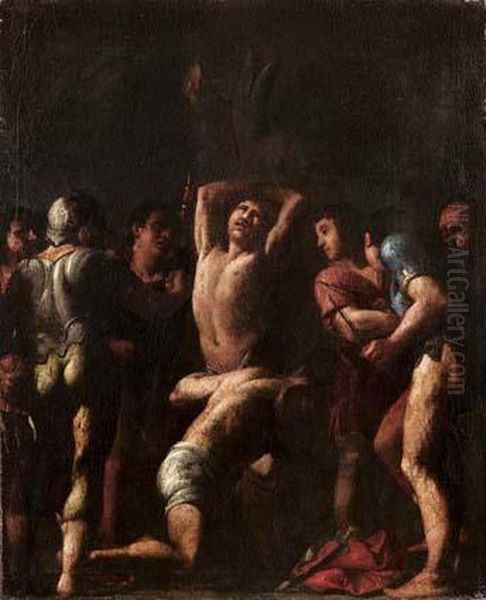 Cristo Alla Colonna Oil Painting by Luigi Amidani