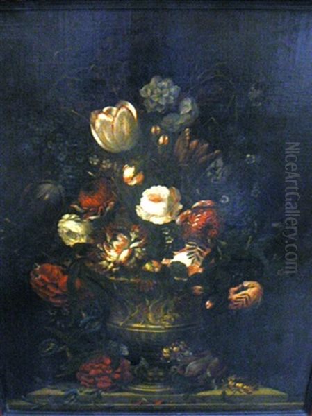 Bouquet De Fleurs Sur Un Entablement Oil Painting by Pieter Casteels III