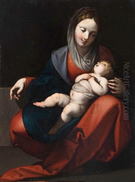 Madonna Con Bambino Oil Painting by Luigi Amidani