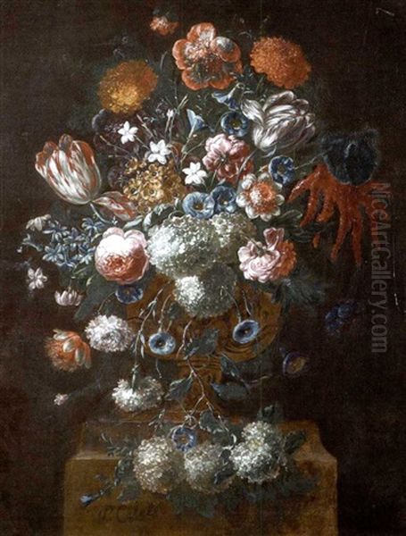 Vase De Fleurs Sur Un Entablement by Pieter Casteels III