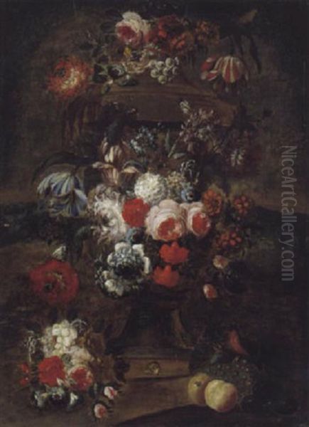 Steinerne Parkvase Mit Blumen Oil Painting by Pieter Casteels III