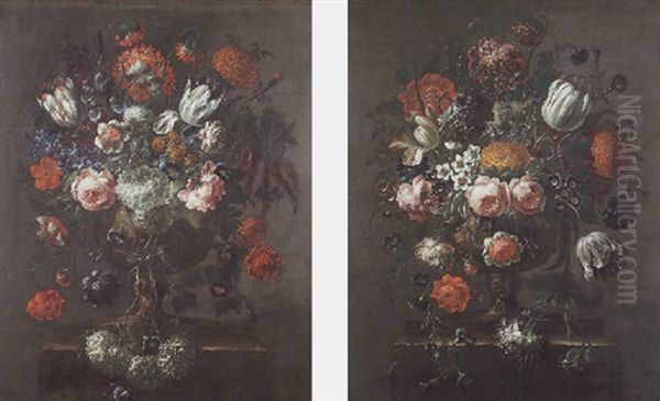 Bouquet De Fleurs Dans Un Vase En Bronze Oil Painting by Pieter Casteels III